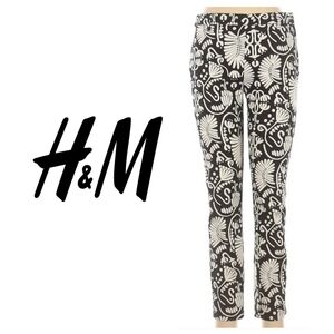 LNC H&M Black & White Modern Tropical Print Pants